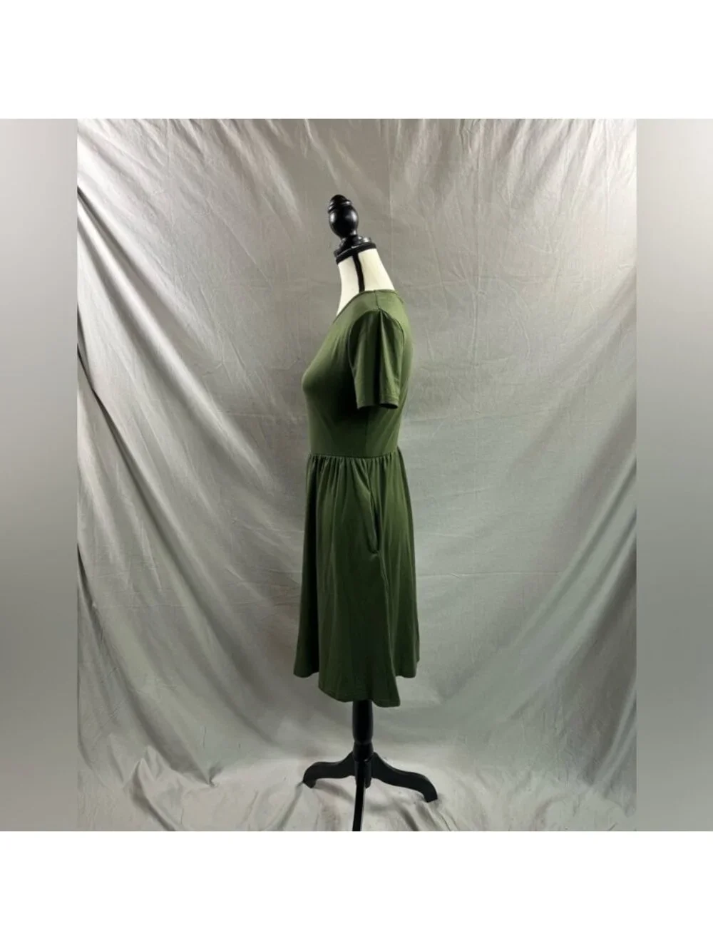 LAST ONE 🔥 Army Green A-Line Dress With Pockets - Picture 7 of 8